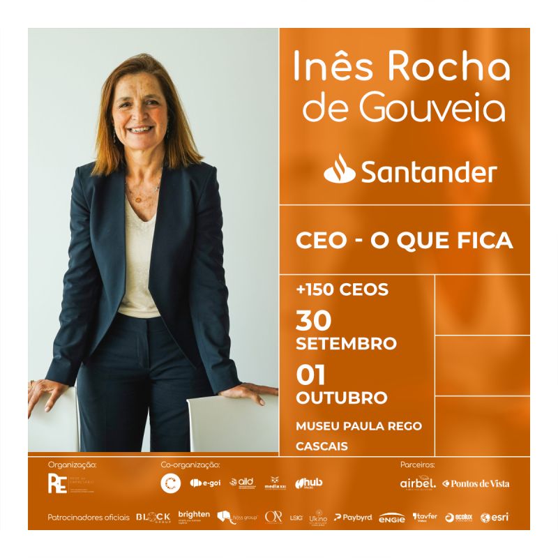 Cartaz do Encontro de CEOs da Rede do Empresário, com Inês Rocha de Gouveia